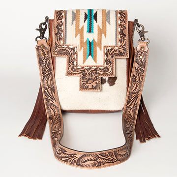 American Darling Cross Body Hand Tooled Saddle Blanket Hair On Genuine Leather Western Women Bag Handbag Purse Crossbody Cute